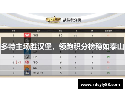 多特主场胜汉堡，领跑积分榜稳如泰山